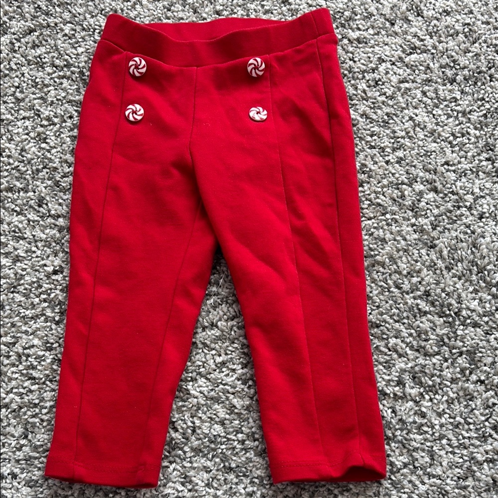 Kids Red Pants with Peppermint Buttons